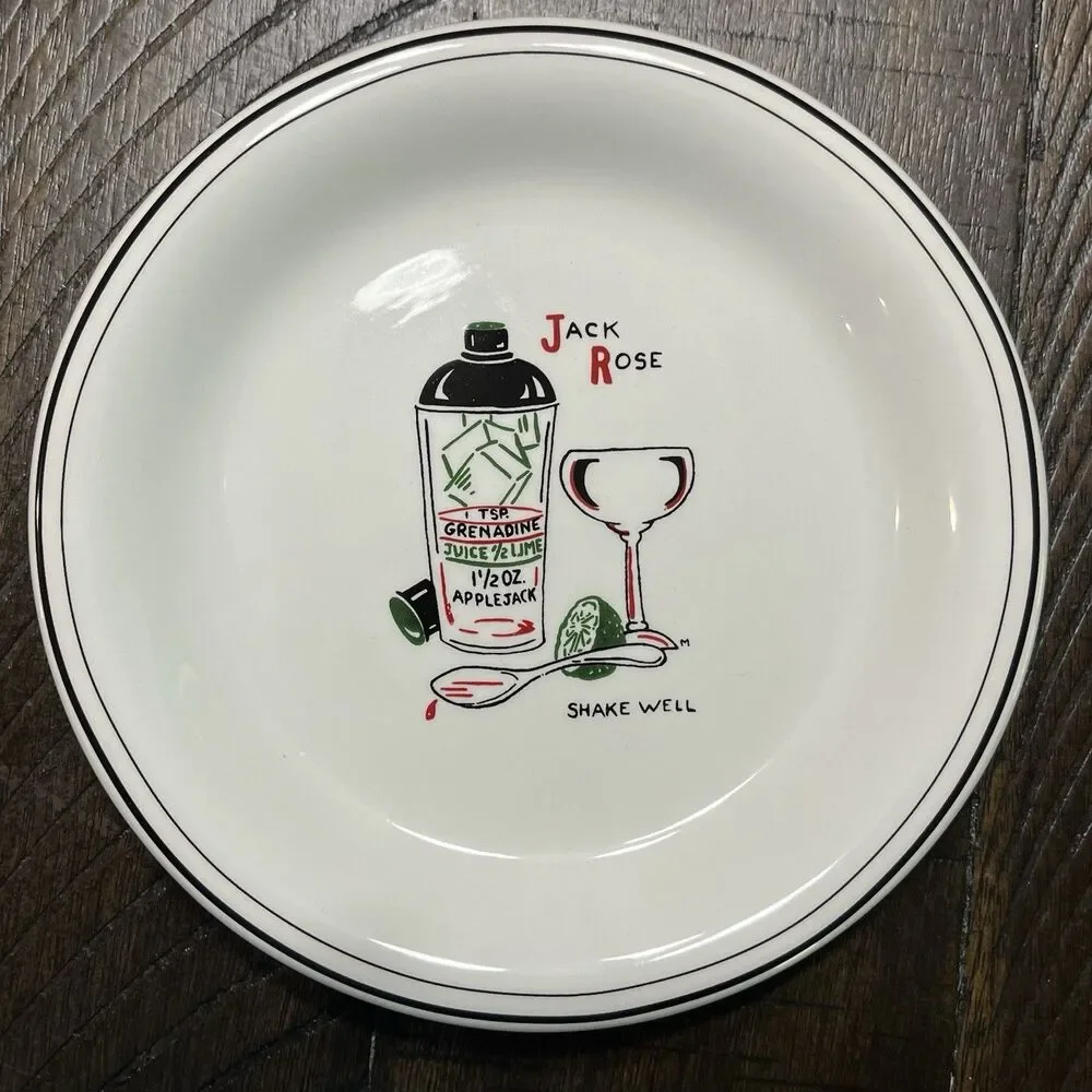 WILLIAMS & SONOMA Classic Cocktails Canapé Plates Set of 6 Martini Recipes